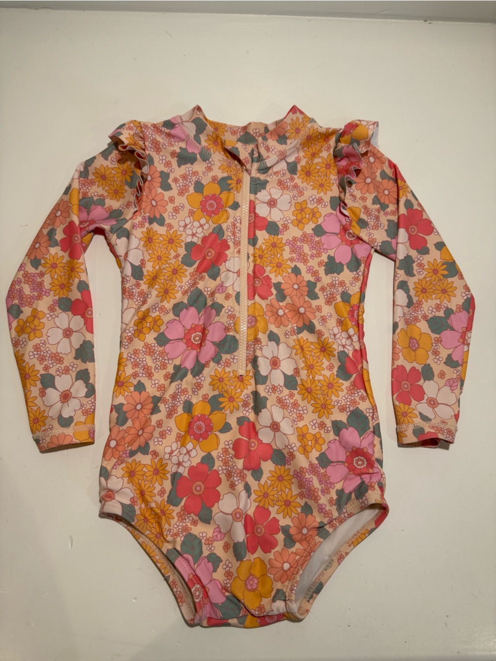 Cotton On Baby Floral Long Sleeve Swimsuit 24M Girls EUC